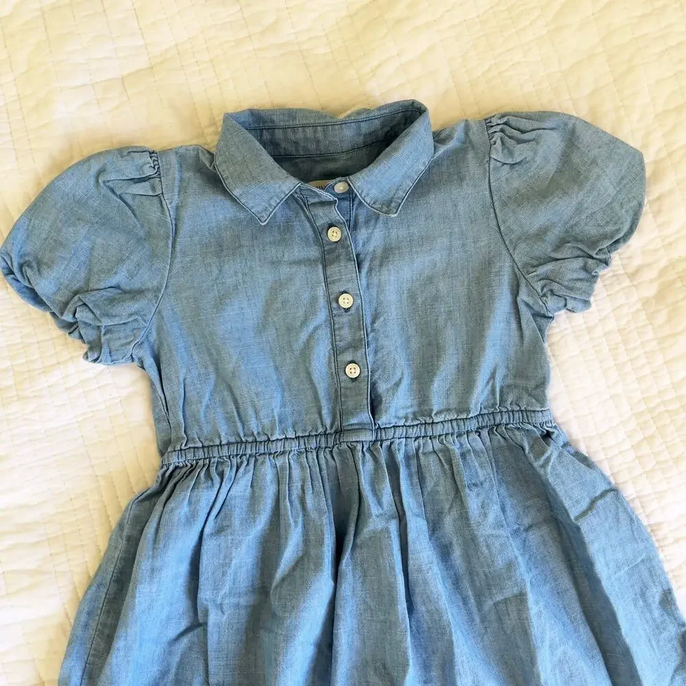 J.Crew Crewcuts Denim Chambray Dress Girls Size 6 Cotton